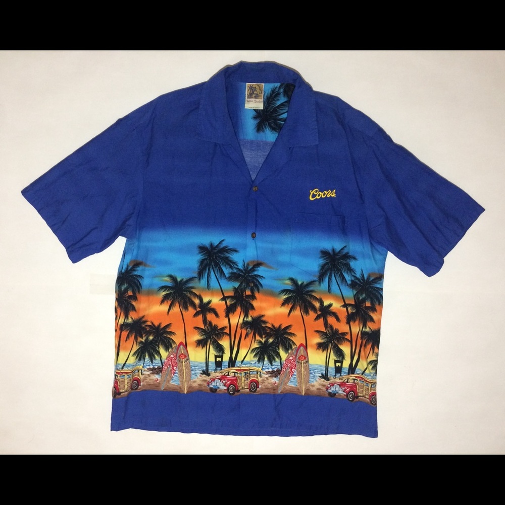 Winnie Fashion Mens 2XL Hawaiian Shirt Blue Coors